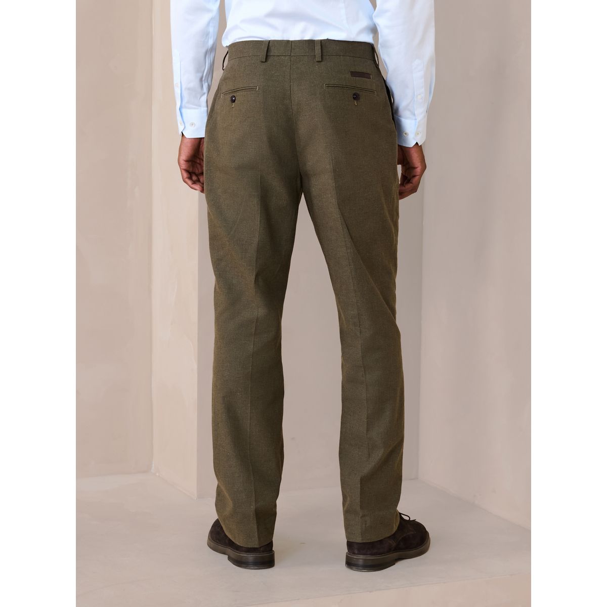 Pantalon de costume standard en lin mélangé vert, NEXT