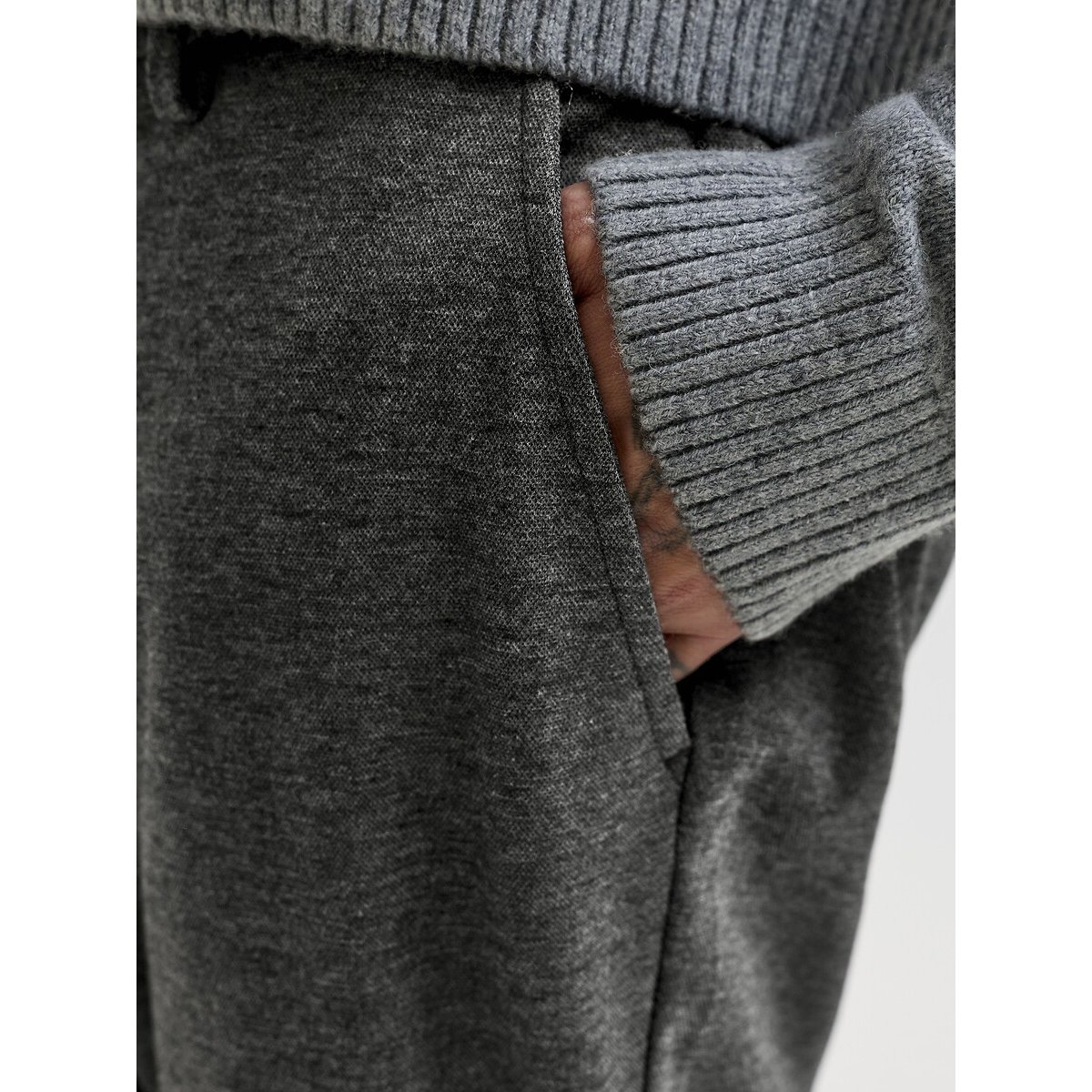 Ollie Stretch Chinos dark grey marl, JACK & JONES