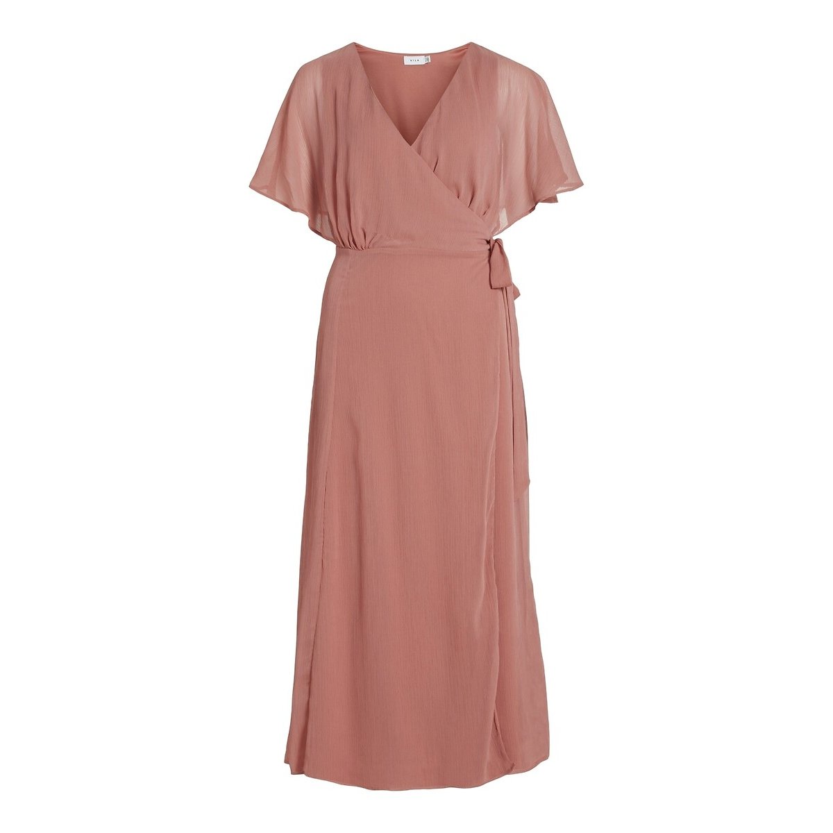 Short Sleeve Wrapover Dress coral pink, VILA