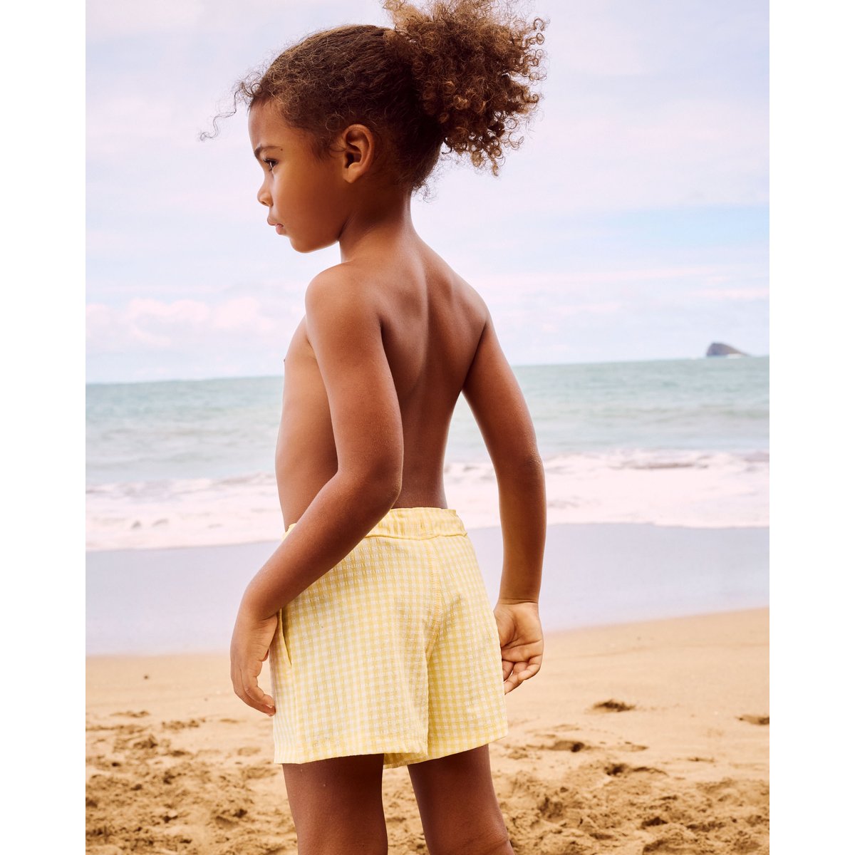 Short de maillot de bain à motif vichy gaufré VITABAYIZ jaune, UNDIZ