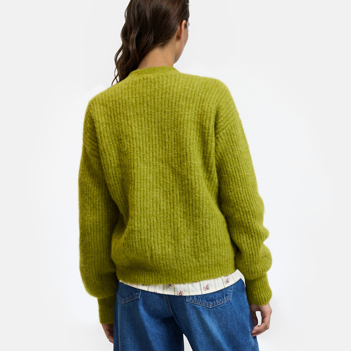 Chaqueta cuello de pico, mezcla de alpaca, Signature GILDAS caqui, LA REDOUTE COLLECTIONS