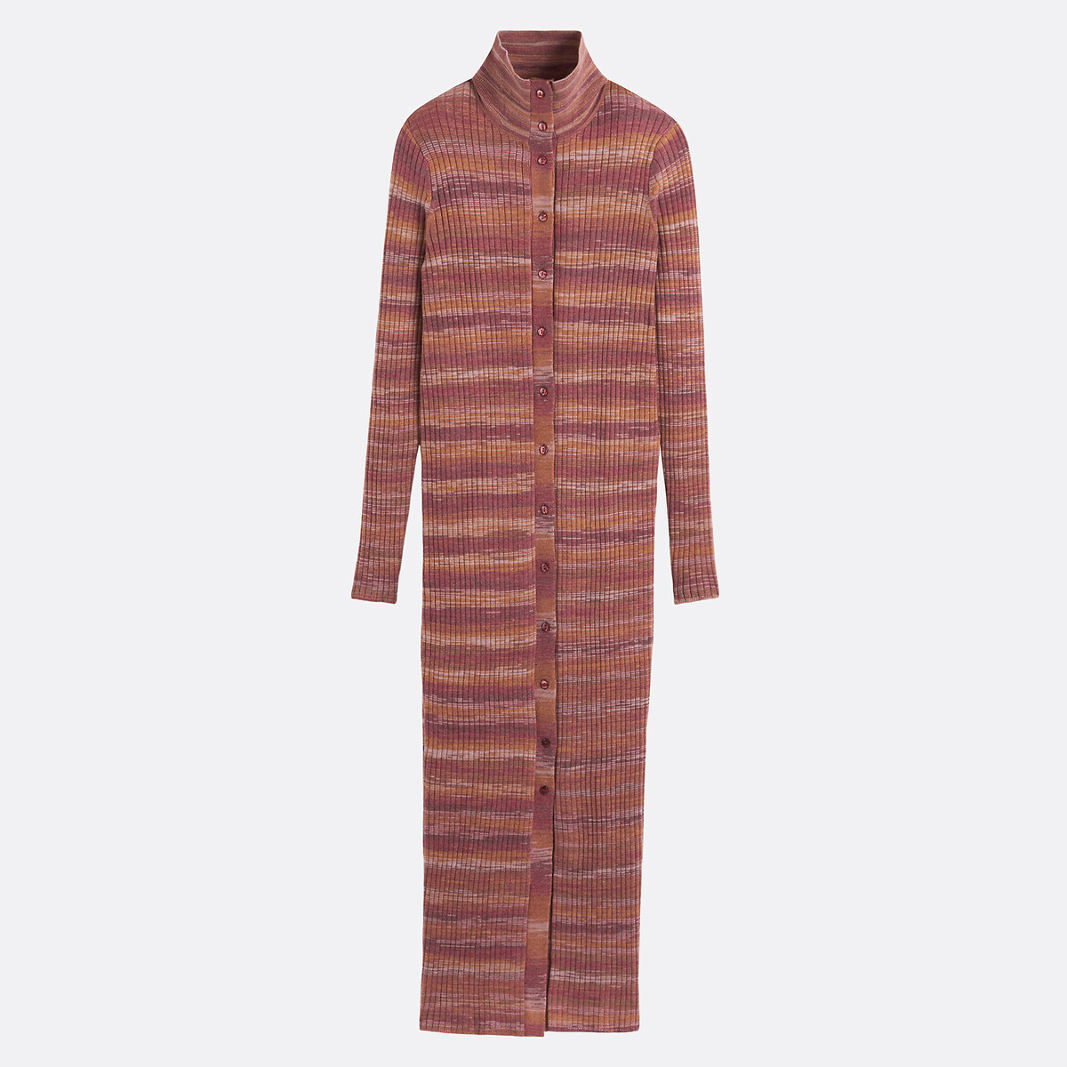 Striped Jumper Dress with Long Sleeves burgundy red striped  , LA REDOUTE COLLECTIONS