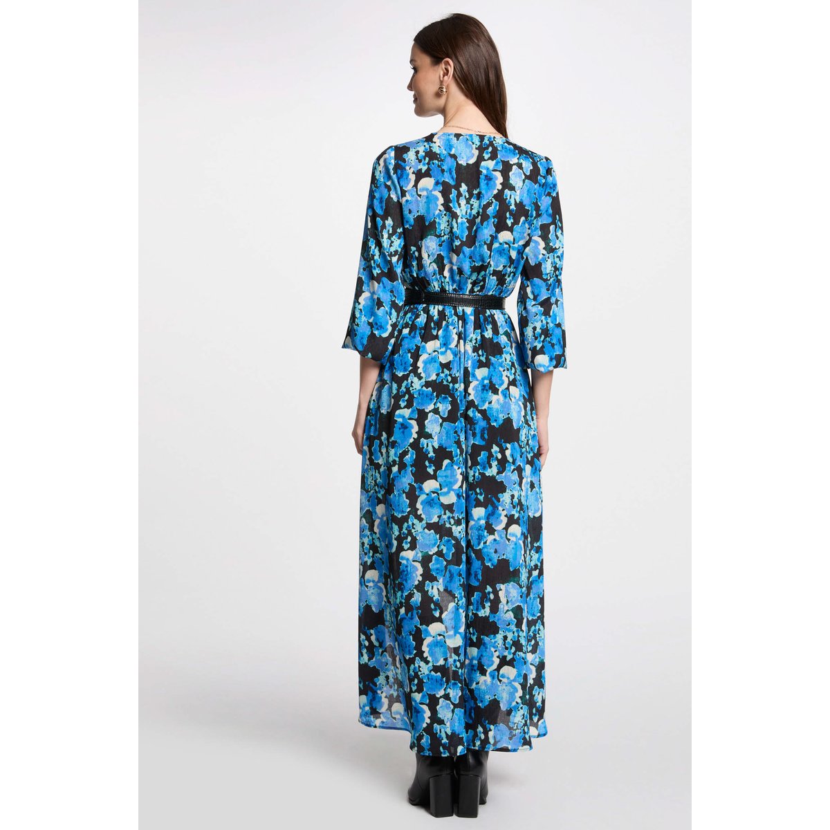 Robe longue cintrée fluide multicolore, MORGAN