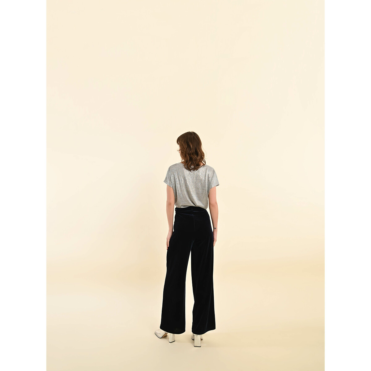 Draping Velour Trousers navy blue, MOLLY BRACKEN