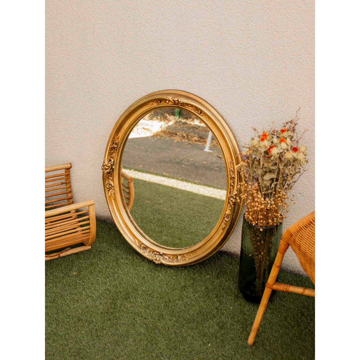 Miroir ovale vintage au charme authentique Georges N°1260 - Bon état doré, DEBONGOUT