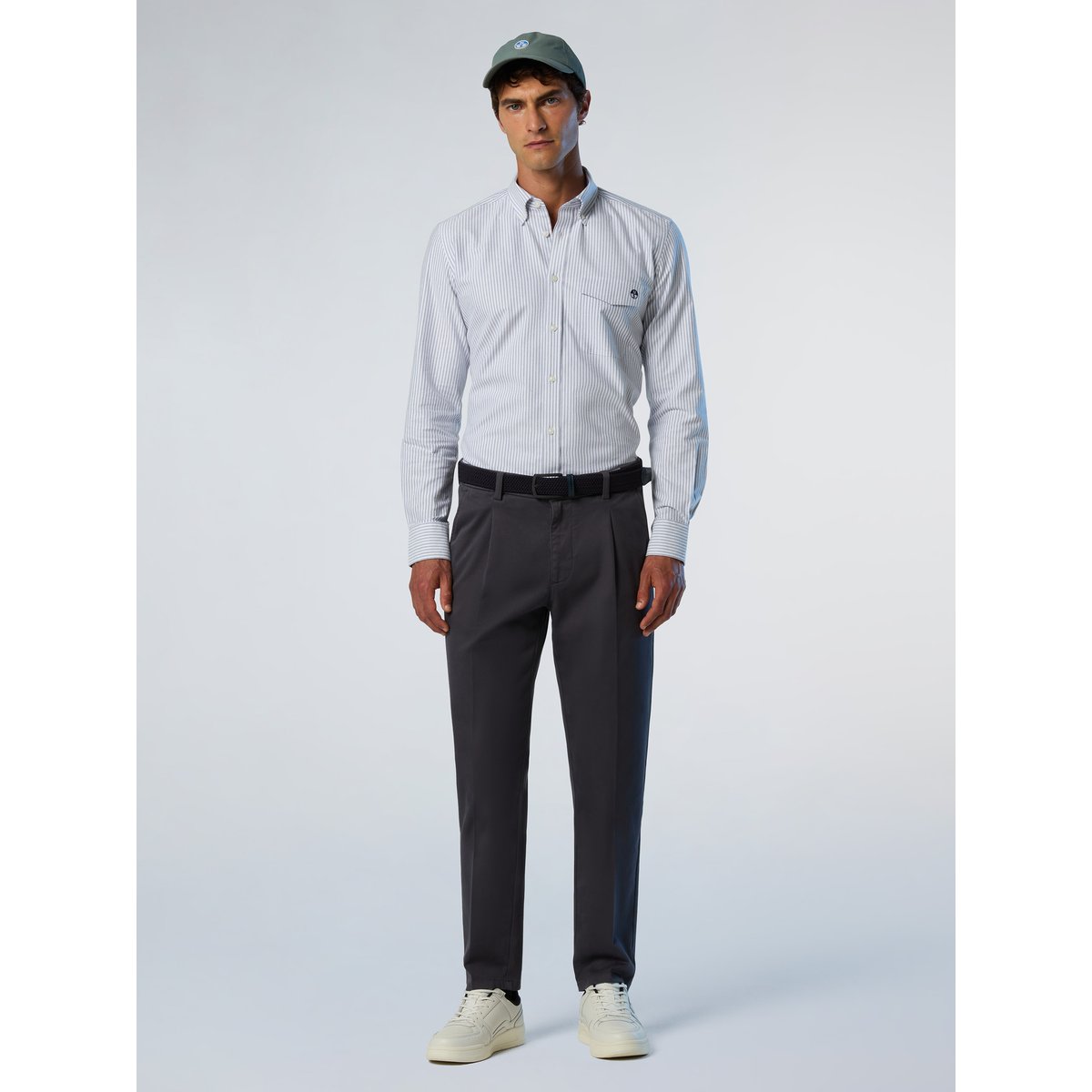 Chemise Oxford rayée brossée blanc, NORTH SAILS