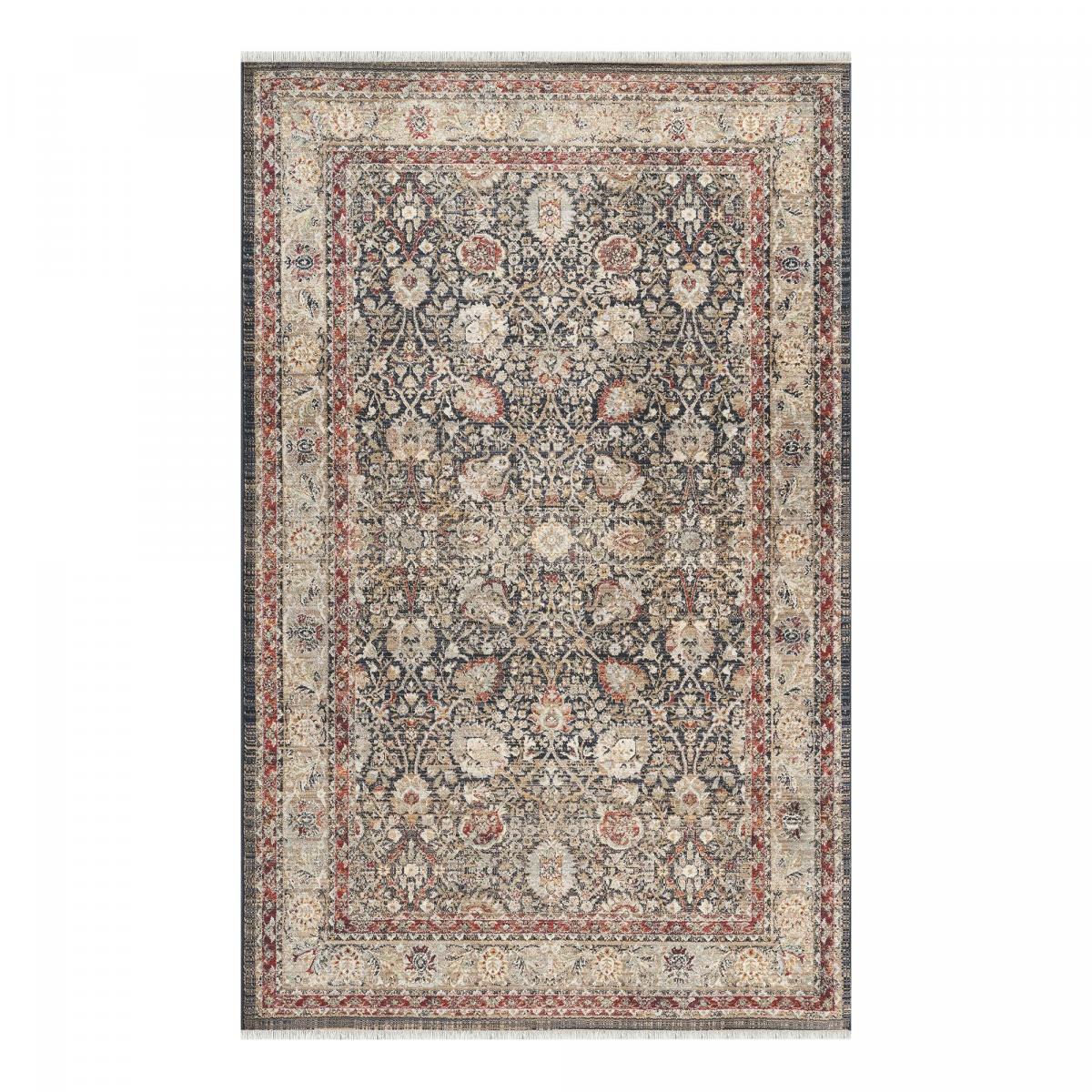 Tapis d'orient, motif oriental authentique tissé, LYN52 TABRIZA bleu, beige, rouge, UN AMOUR DE TAPIS