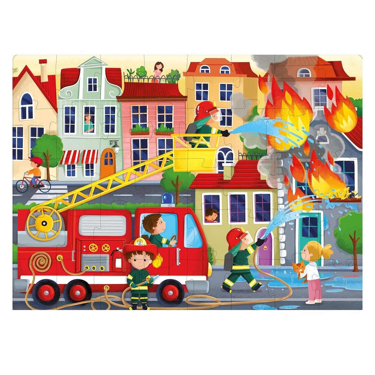 Livre et puzzle Les pompiers rouge, SASSI JUNIOR