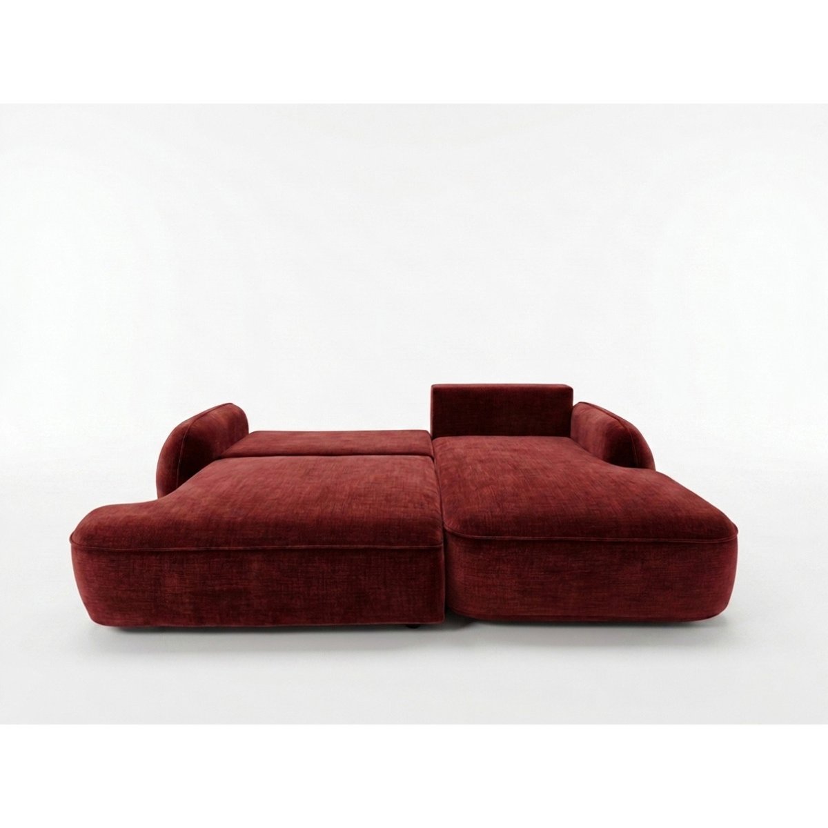 Canapé d'angle convertible 3 places en tissu lisse, CELESTE rouge, BOBOCHIC