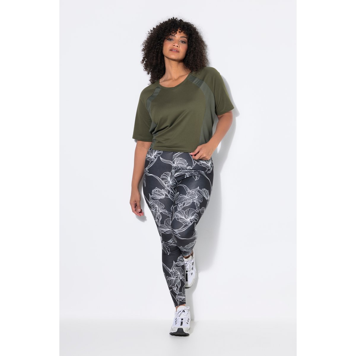 Legging imprimé floral noir, ULLA POPKEN