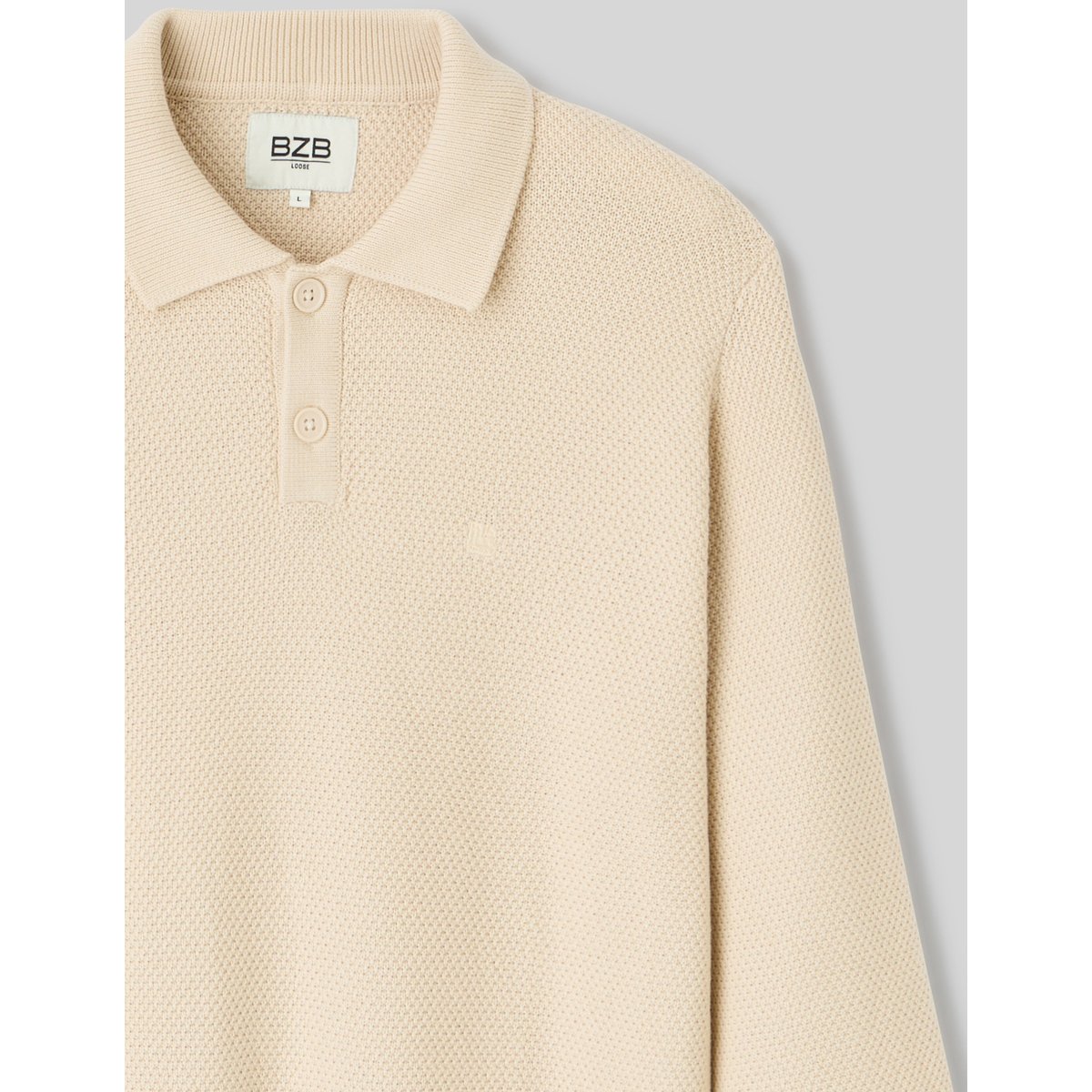 Pull col polo blanc cassé, BZB