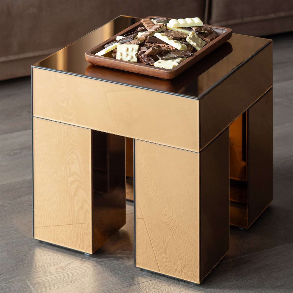 Table d'appoint en mdf MIRROX marron, WOOOD