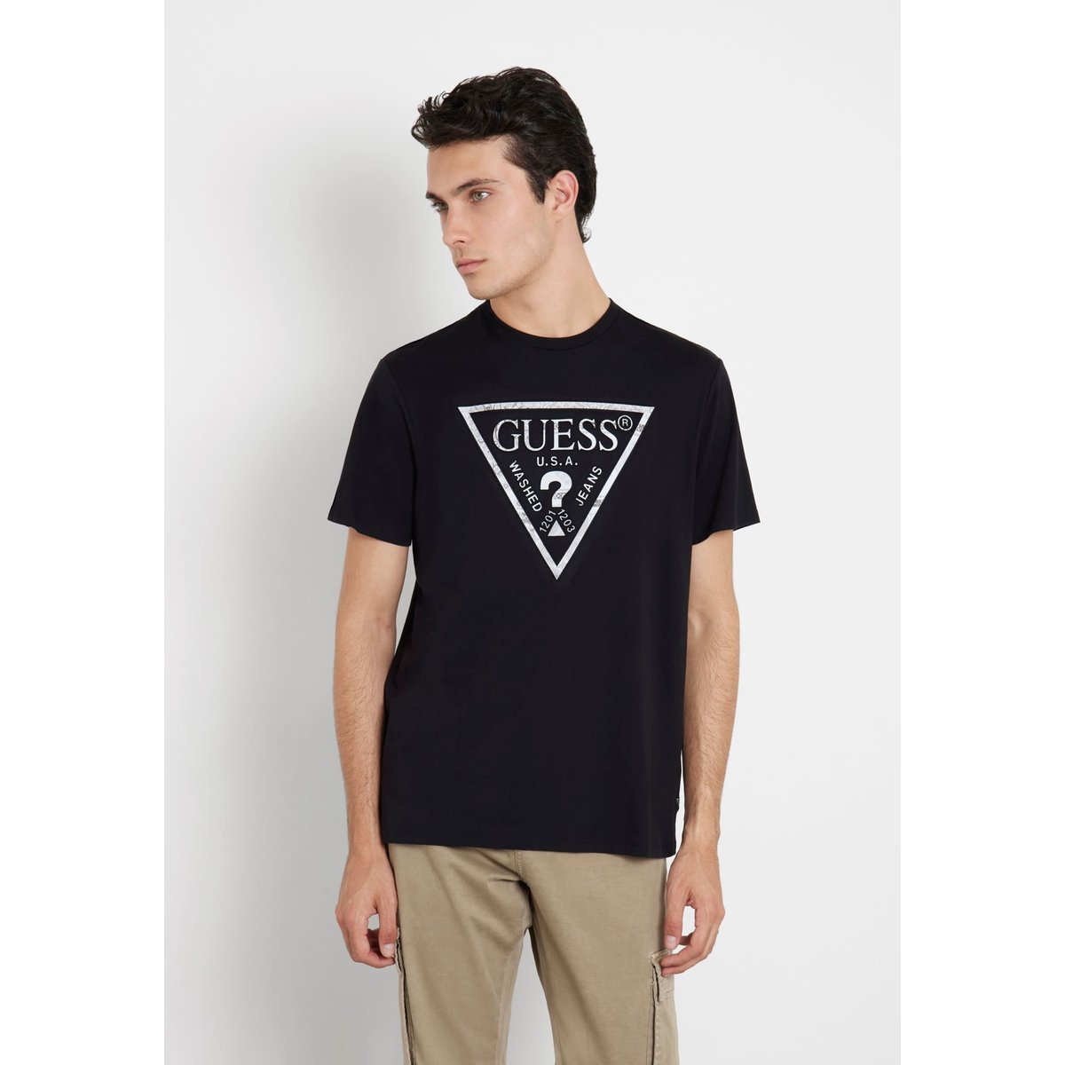 T-Shirt Logo Triangulaire noir, GUESS