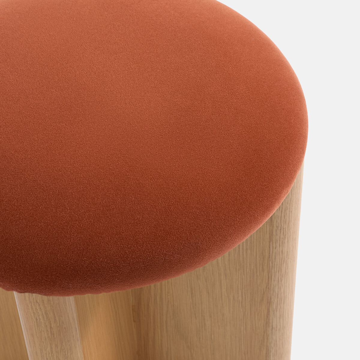 Tabouret, en plaqué chêne et tissu velours, CURVA chêne, LA REDOUTE INTERIEURS