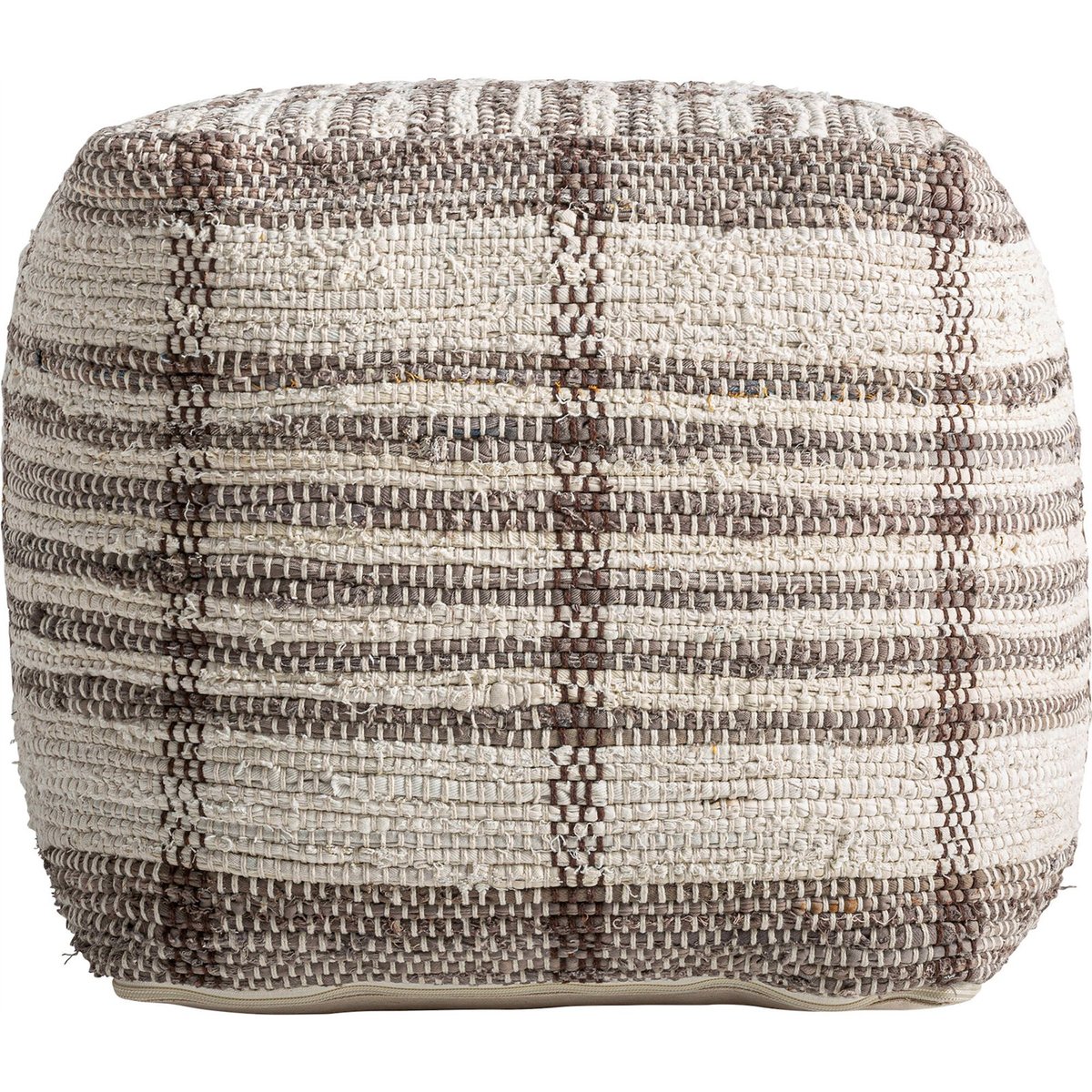 Pouf carré en coton beige et marron, RECOLLECTION