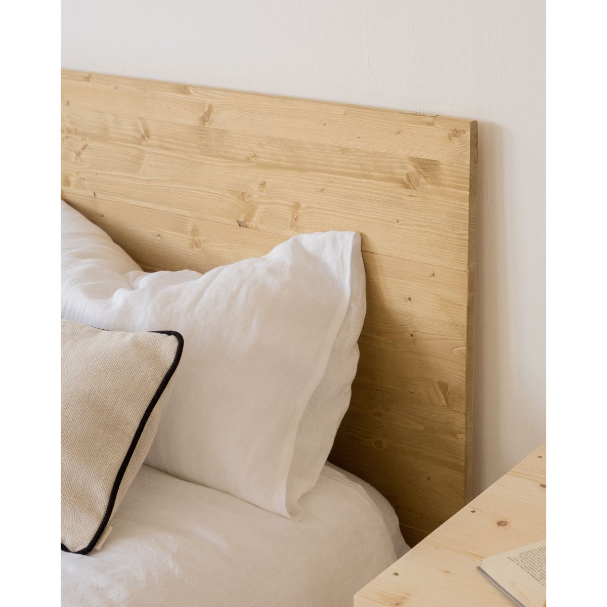 Tête de lit en bois massif de sapin naturel 160 cm - NALA olivier, HANNUN