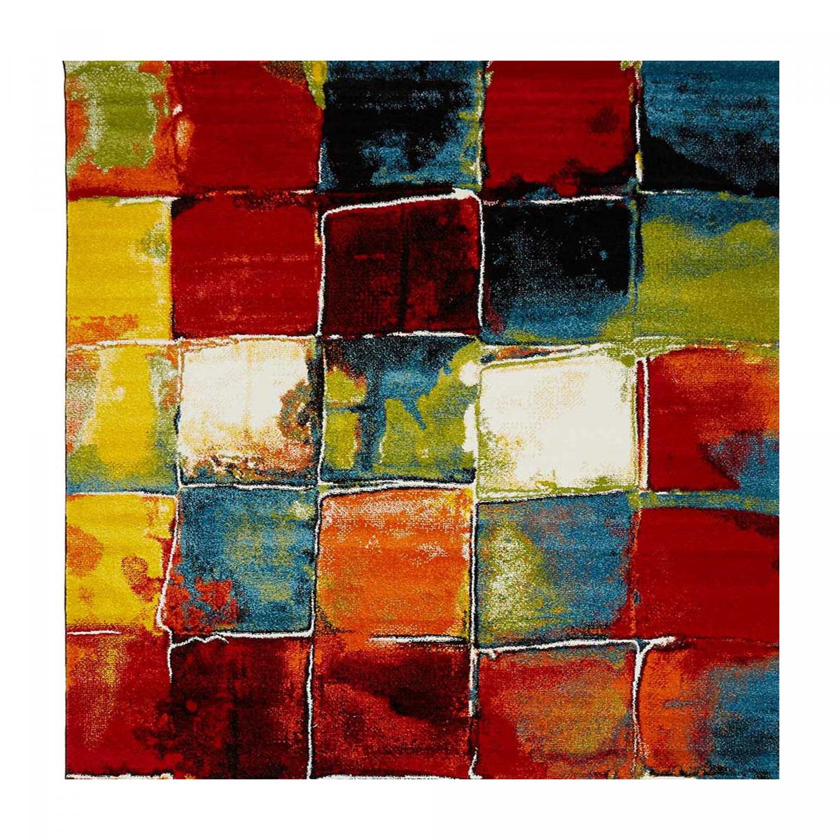 Tapis salon et chambre tissé motif géométrique LYN8 BELO 2 multicolore, UN AMOUR DE TAPIS