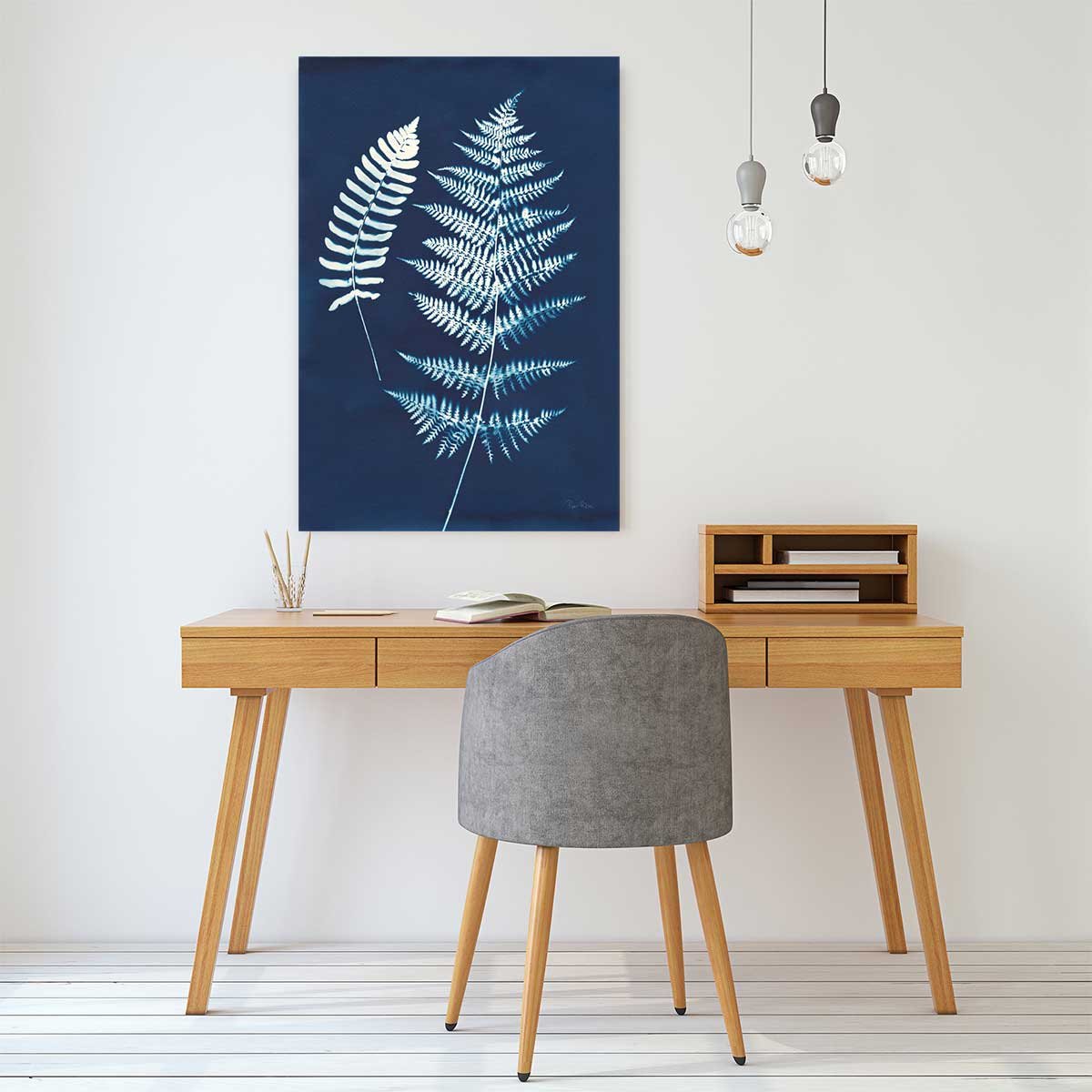 Tableau fleurs Duo fougères bleues tableau alu dibond, HEXOA