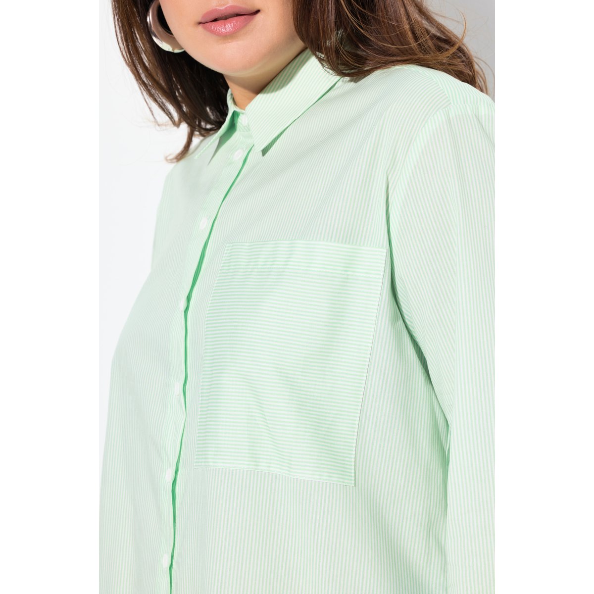 Blouse à rayures, ligne A menthe verte, ULLA POPKEN