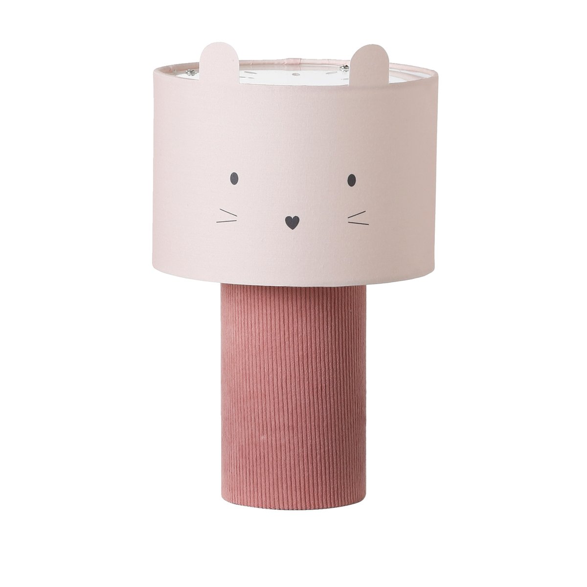 Lampe à poser tête d'animal et pied en velours rose, VERTBAUDET