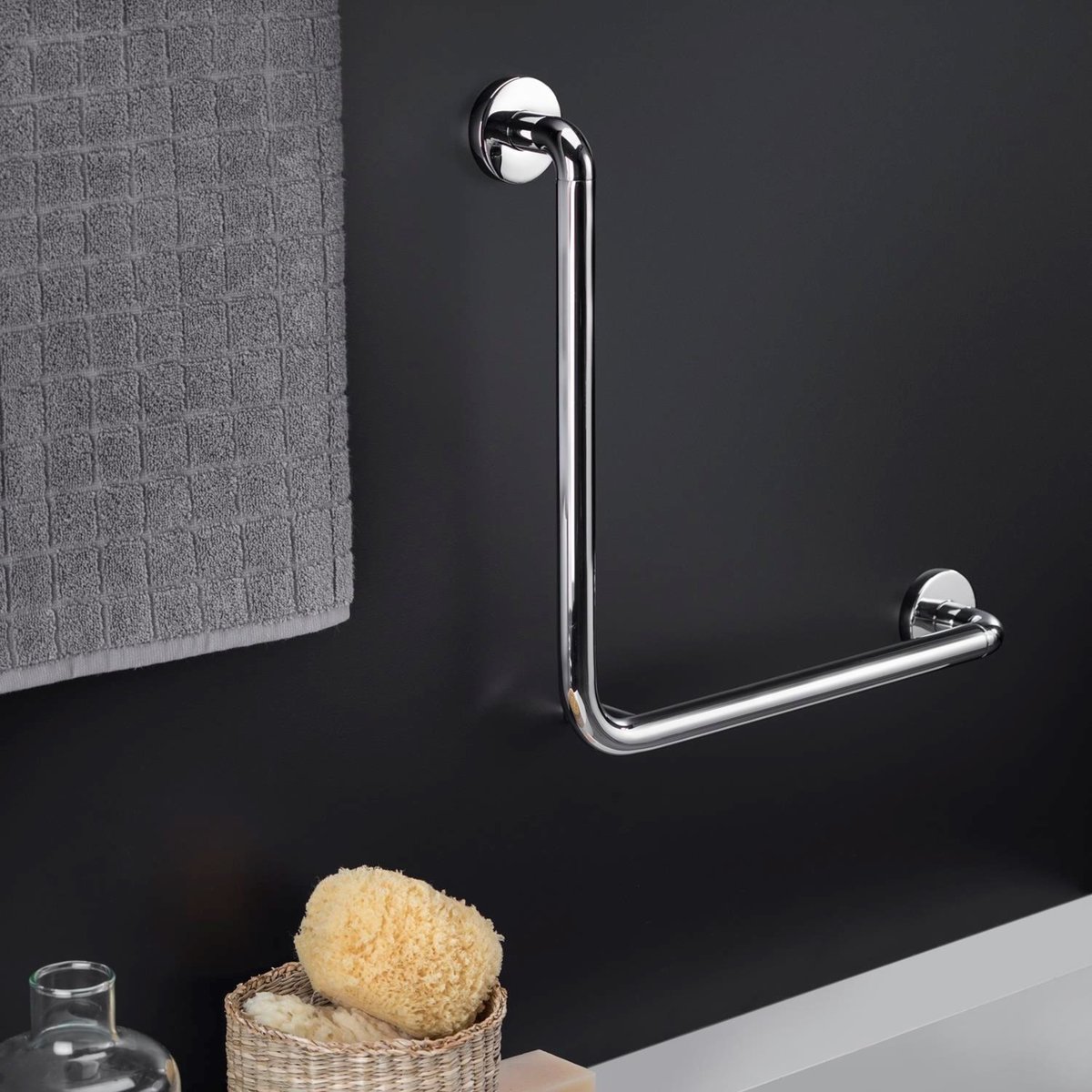 Barre D'appui Wc Angle Gauche ARCHITECT chrome, COSMIC