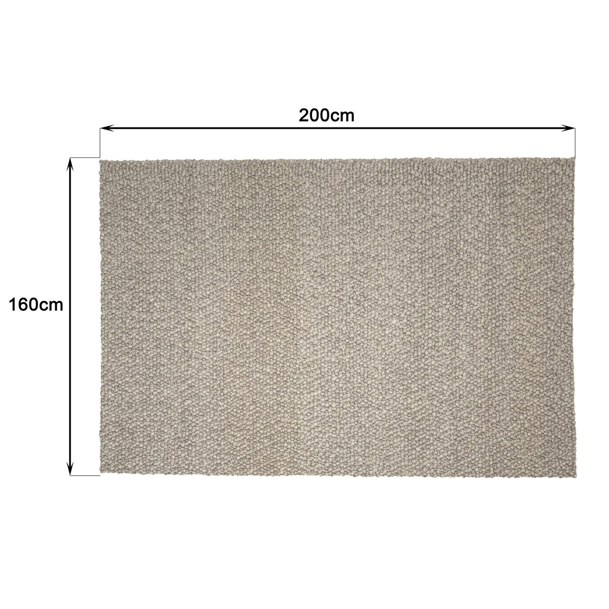 Tapis rectangulaire 160 x 230 cm laine bouclettes taupe taupe, PIER IMPORT