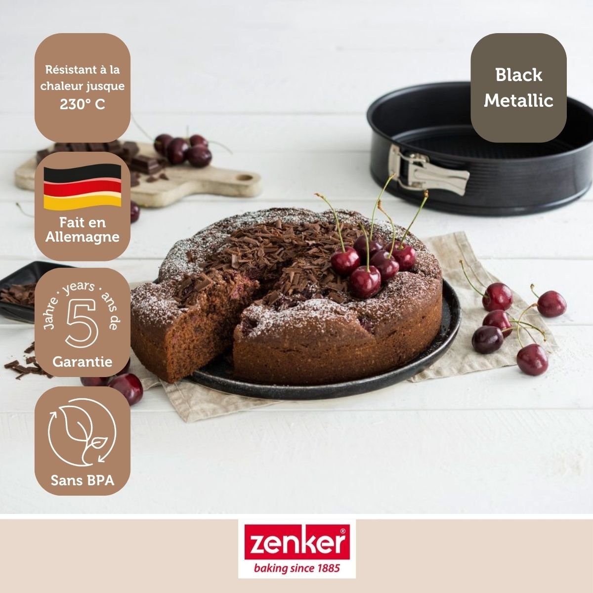 Lot de 2 moules à gâteaux 28/28/6,5 cm Black metallic Black noir, ZENKER