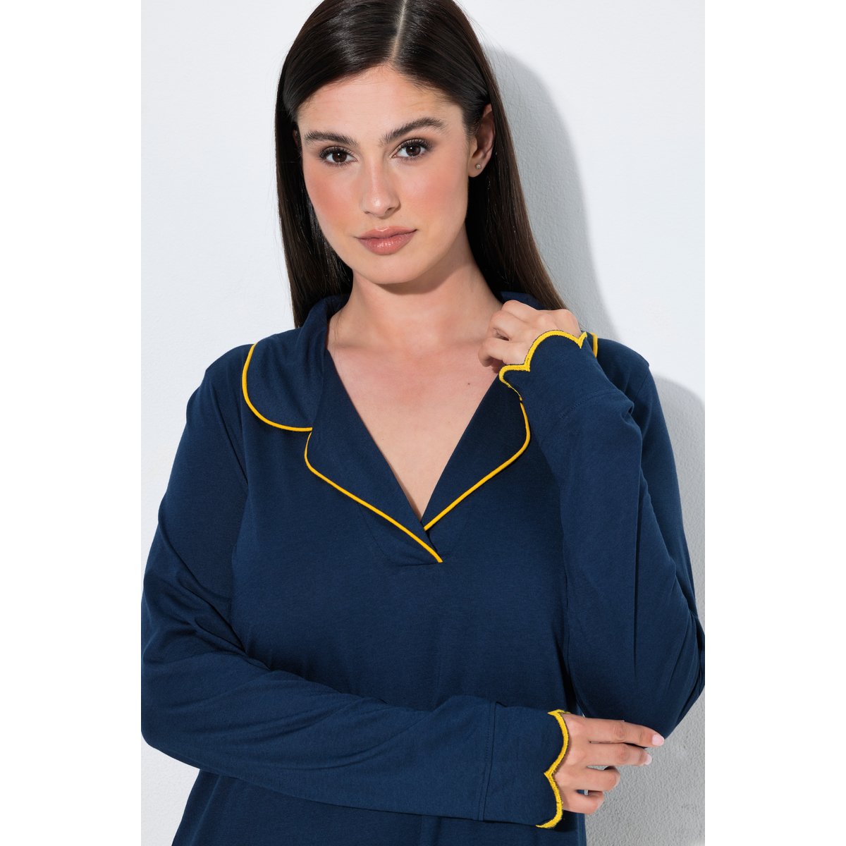 Chemise de nuit en modal mélangé bleu nuit, ULLA POPKEN