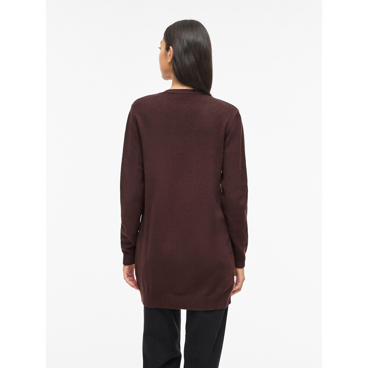 Cardigan in maglia fine marrone cioccolato, VILA