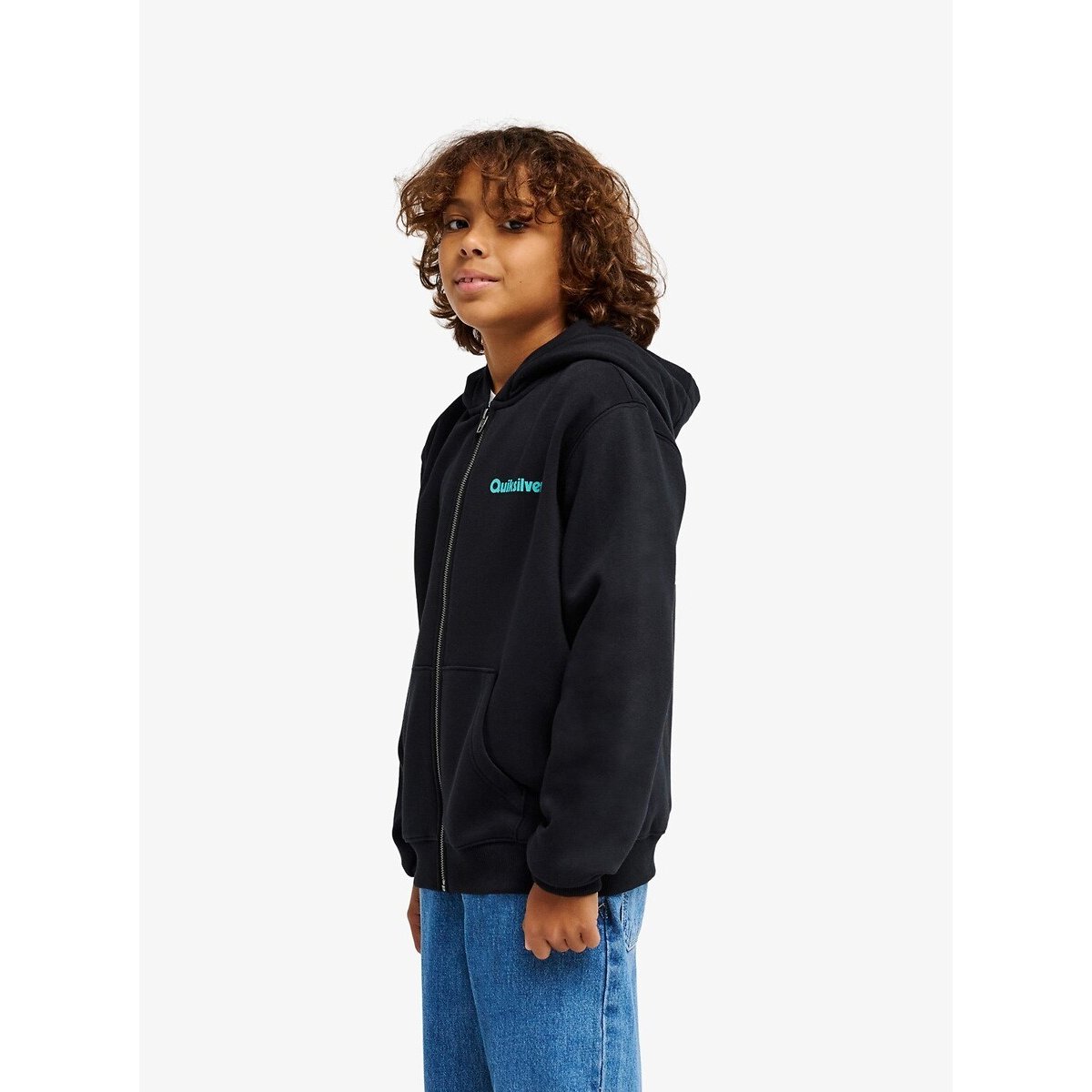 Sweat zippé à capuche, en molleton, imprimé dos noir, QUIKSILVER