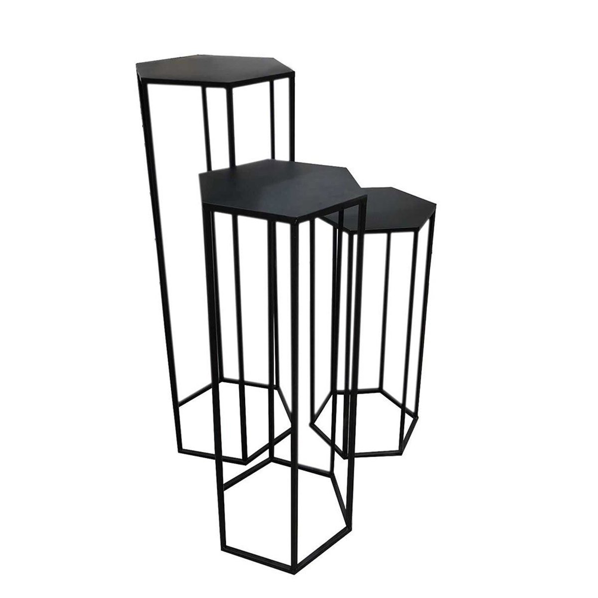 Lot De 3 Sellettes Gigognes Métal Noir noir, DECORATIE