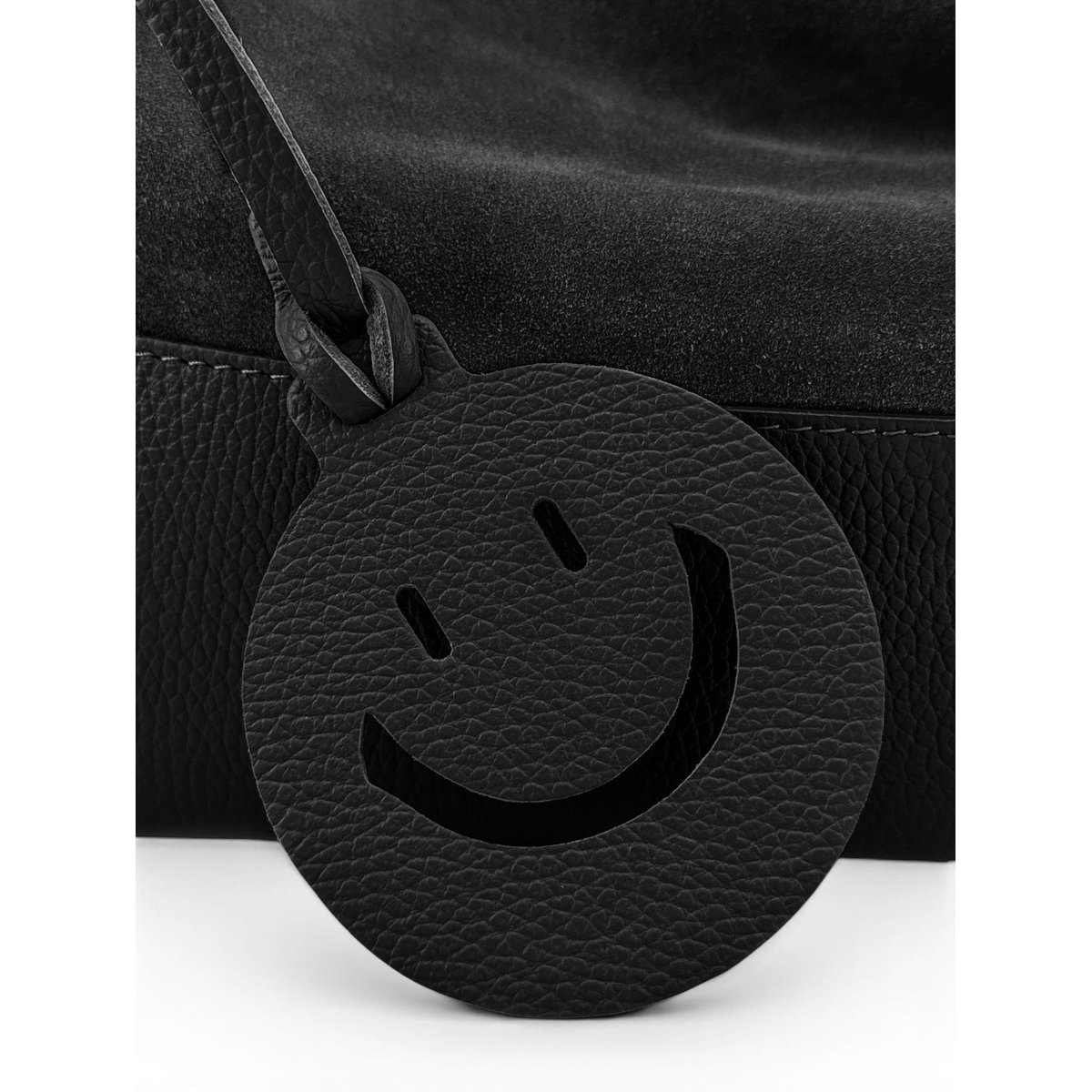 Sac Hobo en cuir grainé et croûte de cuir HARVEY SUEDE noir, OH MY BAG
