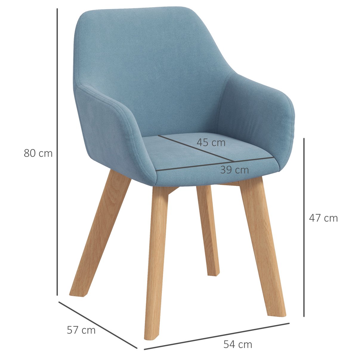 Tissu polyester effet velours Bleu bleu, bois clair, HOMCOM
