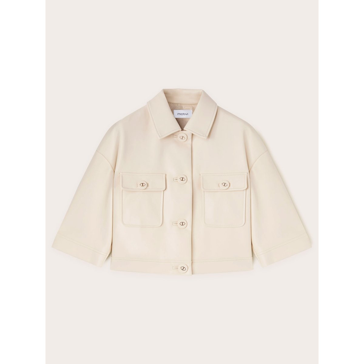 Veste cropped avec col en tissu enduit blanc, MOTIVI