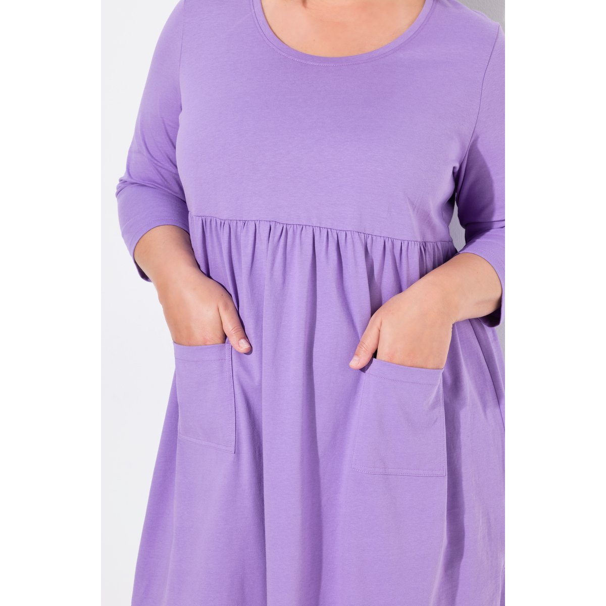 T-shirt long coupe évasée, poches violet, ULLA POPKEN
