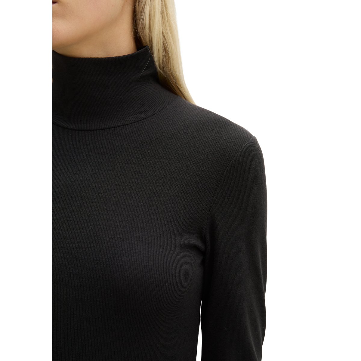 T-shirt à manches longues ajusté en mélange de TENCEL™ Modal et de coton noir, MARC O'POLO