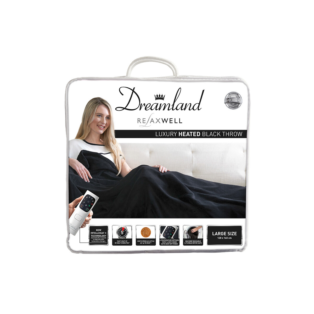 Intelliheat Luxury Heated Throw in Black black, DREAMLAND