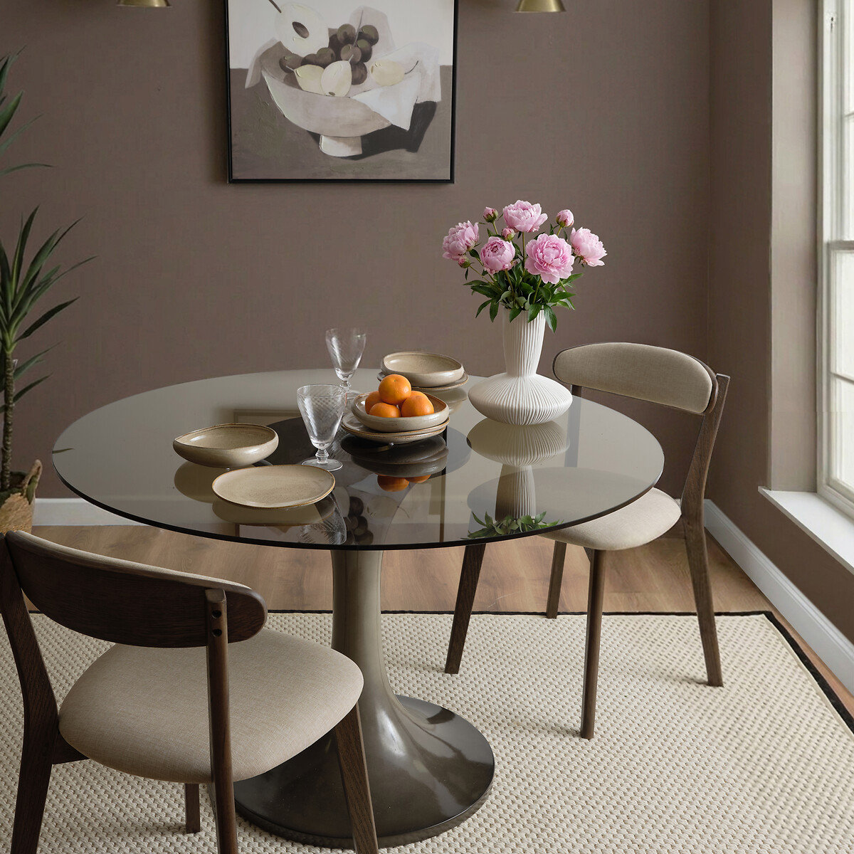 Timothy Glass & Concrete Dining Table brown , ÉDITÉ