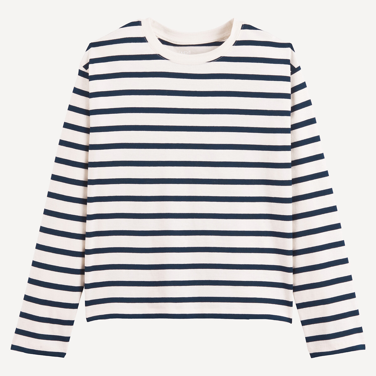 T-shirt marinière à manches longues rayé bleu marine/écru, LA REDOUTE COLLECTIONS