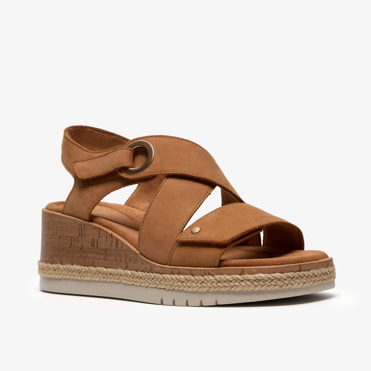 Sandales spartiates Nubuck KIDIKI SUN beige fonce, CLARKS