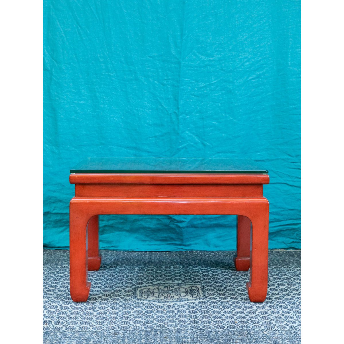 Table basse en bois laqué rouge Donna N°1609 - Bon état rouge, DEBONGOUT