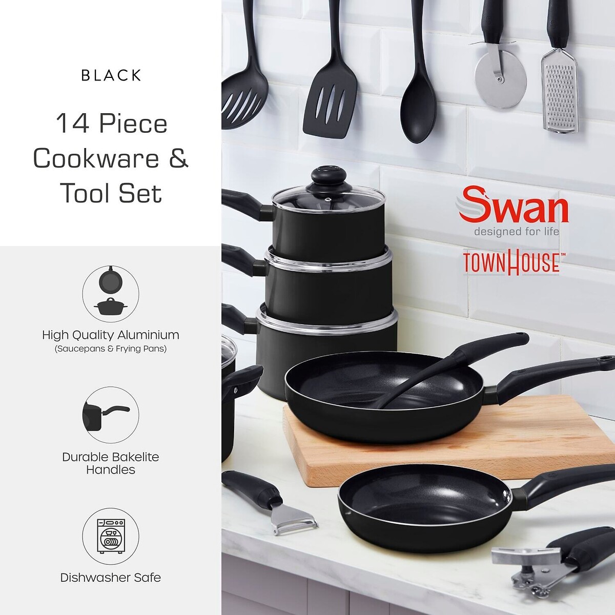 14-Piece Townhouse Pan Set black, SWAN