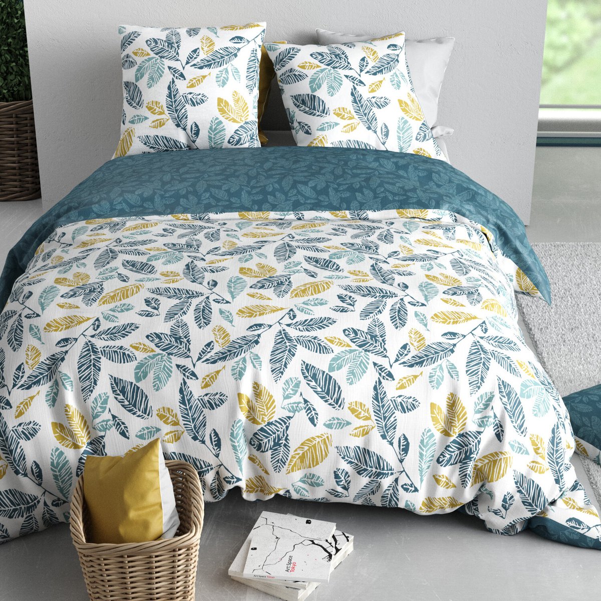 Parure housse de couette 100 % coton 57 fils natou bleu, C DESIGN HOME TEXTILE