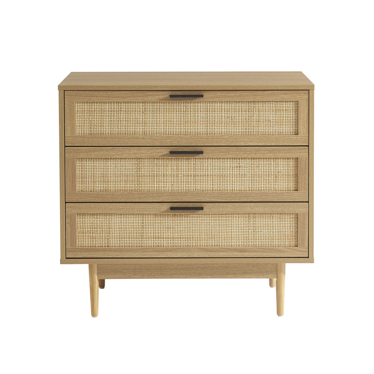 Commode cannage rotin 3 tiroirs AMANA chêne clair, BAÏTA
