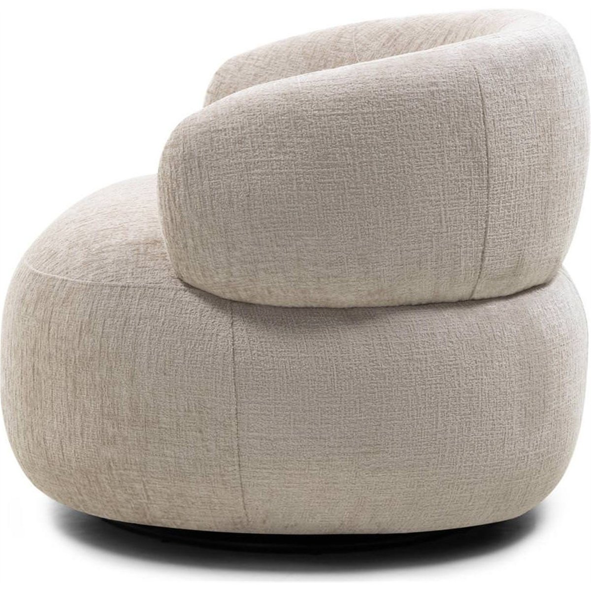 Fauteuil pivotant ORIEL en chenille, Arrondi beige clair, RECOLLECTION