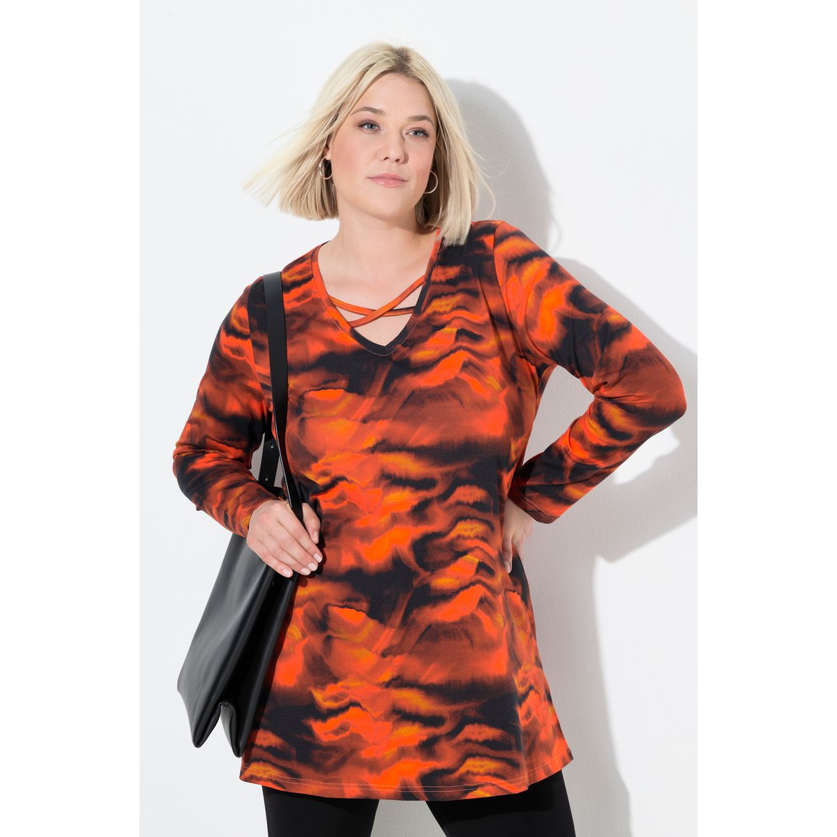 T-shirt long à manches longues rouge vin foncé, ULLA POPKEN