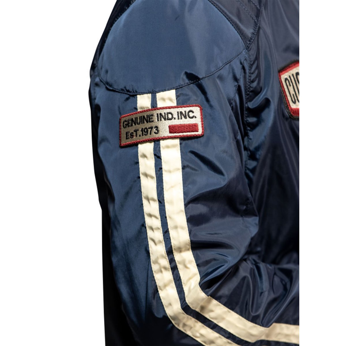 Blouson Gilmer marine à coupe droite pourvu d'un col à boutons pression bleu foncé, DAYTONA
