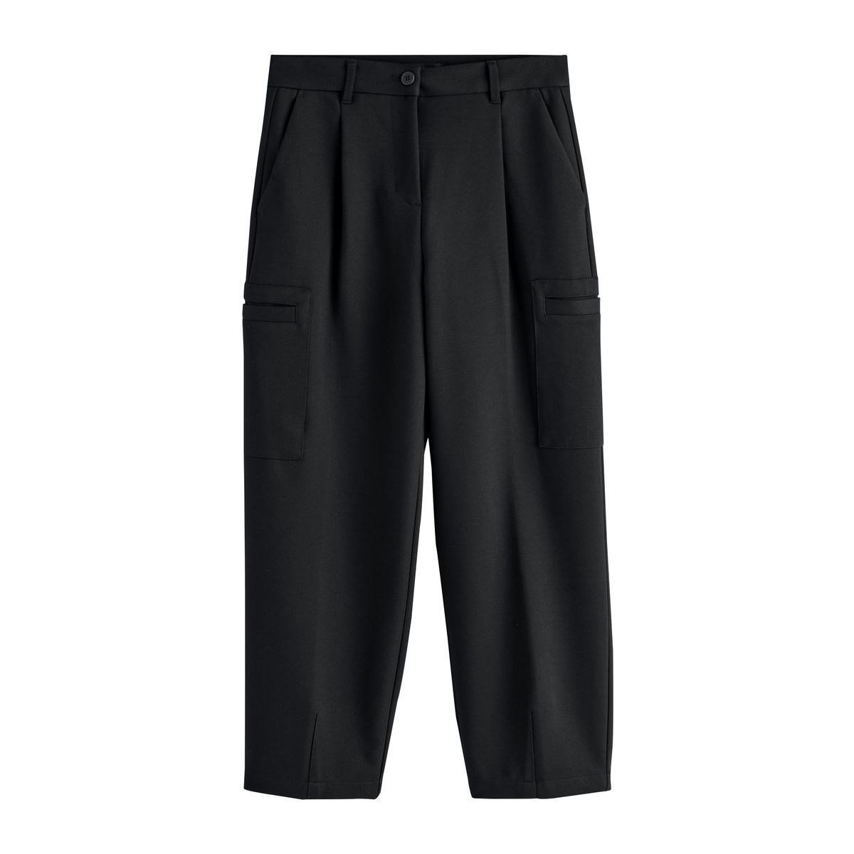Pantalon cargo bouffant en point de rome noir, NEXT