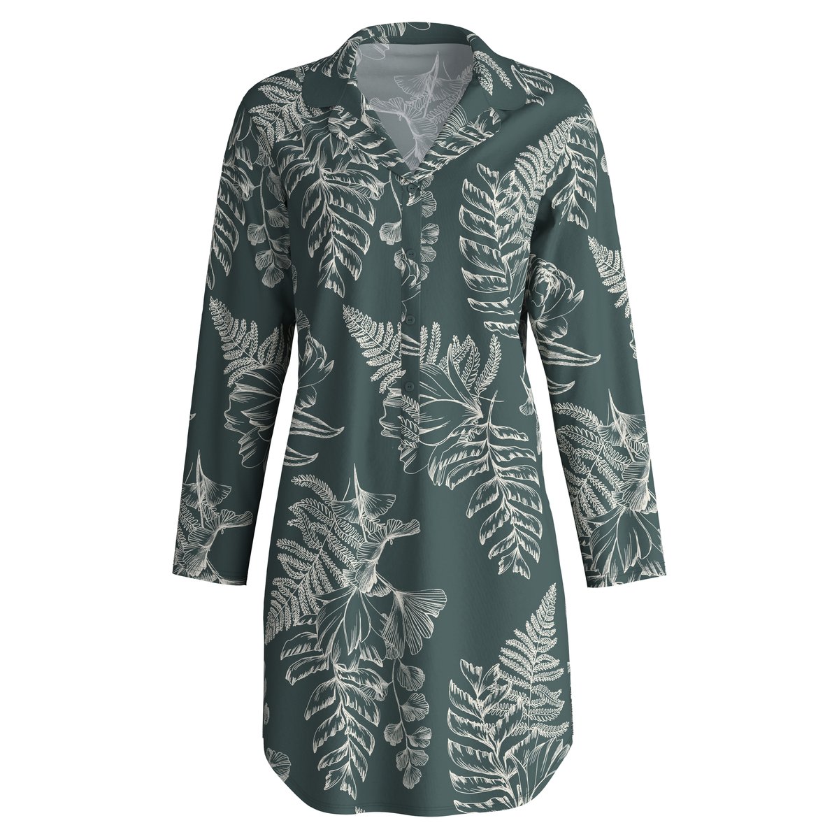 Chemise de nuit à manches longues manches longues Coton FAVOURITES BOTANIC deep emerald green, CALIDA