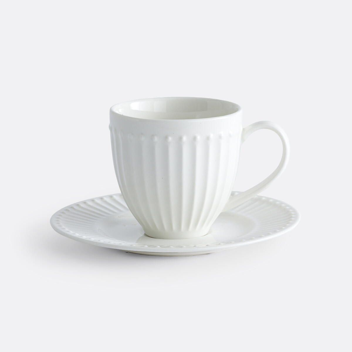 Lot de 6 tasses à thé et sous-tasses, Jewely blanc, LA REDOUTE INTERIEURS